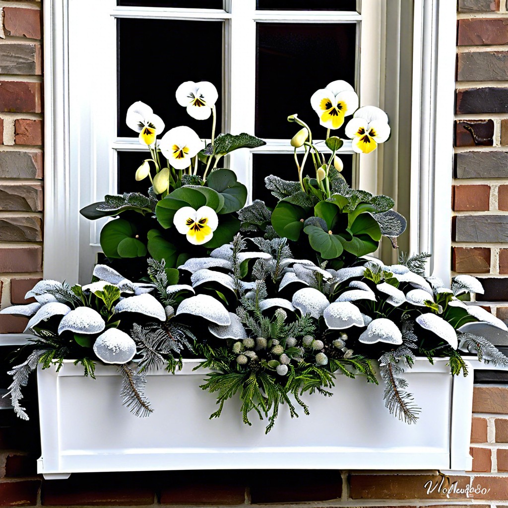 frosty flair silver dust plants with white pansies