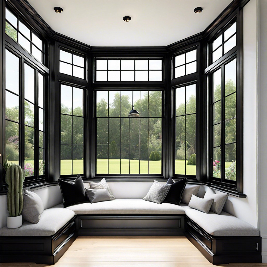 full length black bay windows for a dramatic look