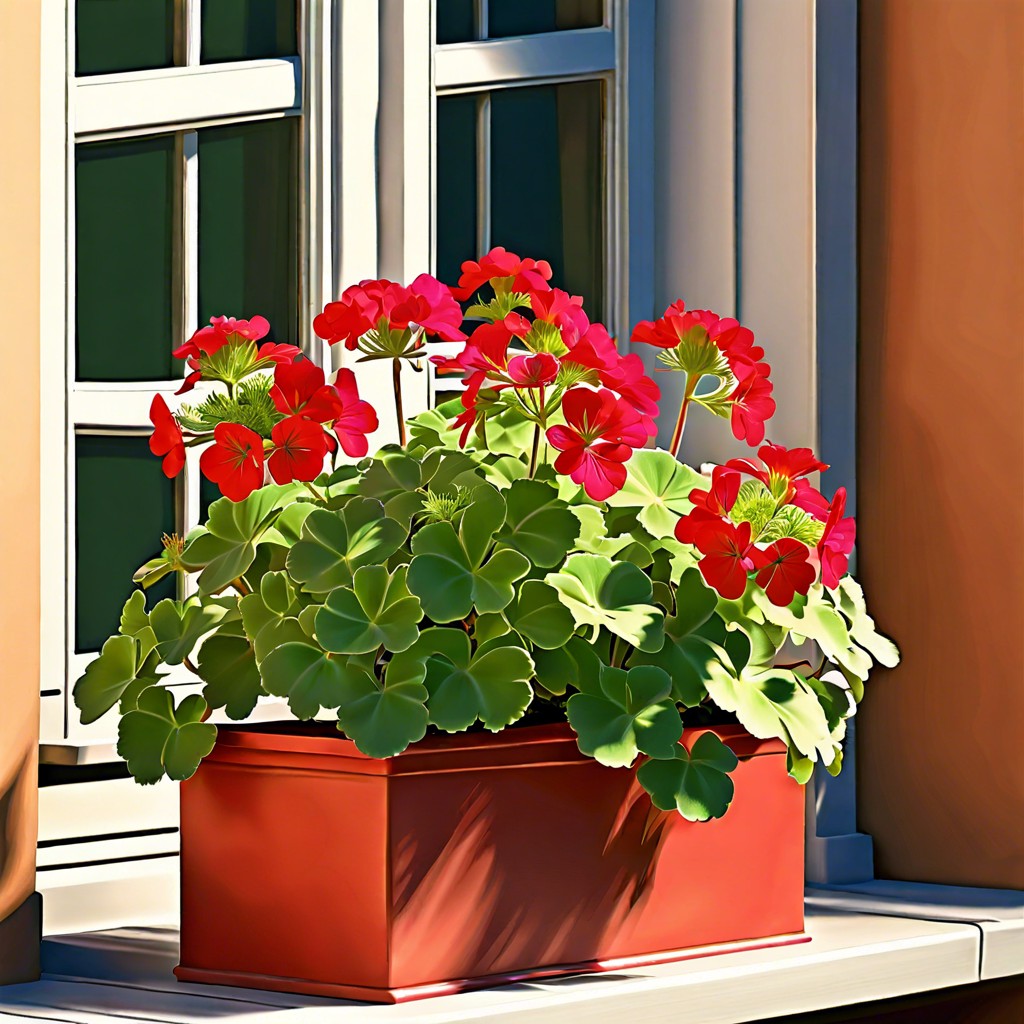 geraniums with artemisia