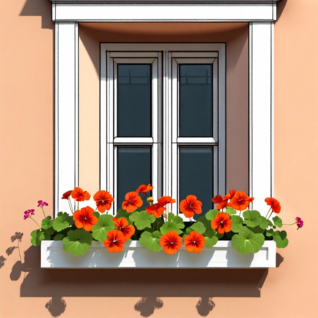 geraniums with nasturtiums