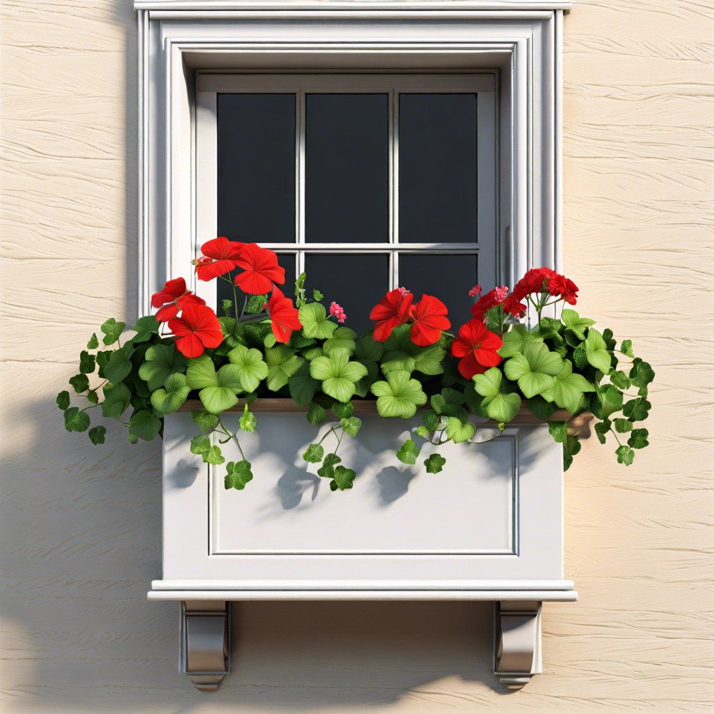 geraniums with trailing ivy