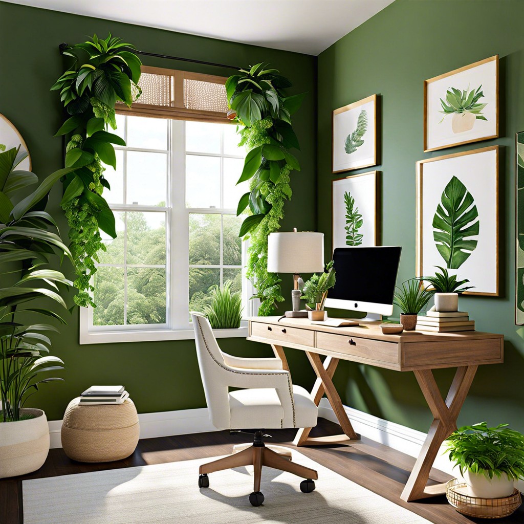 greenery filled window workspace