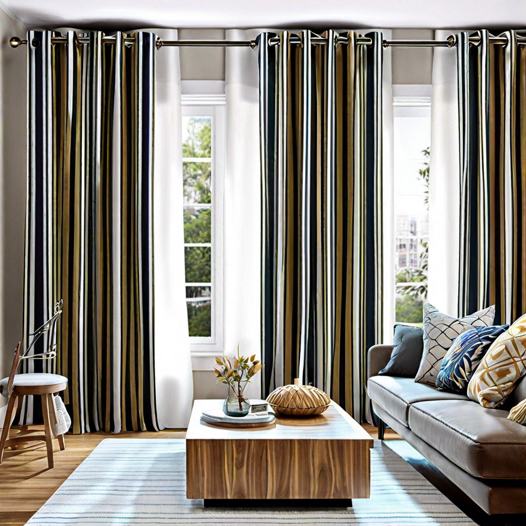 grommet style striped curtains