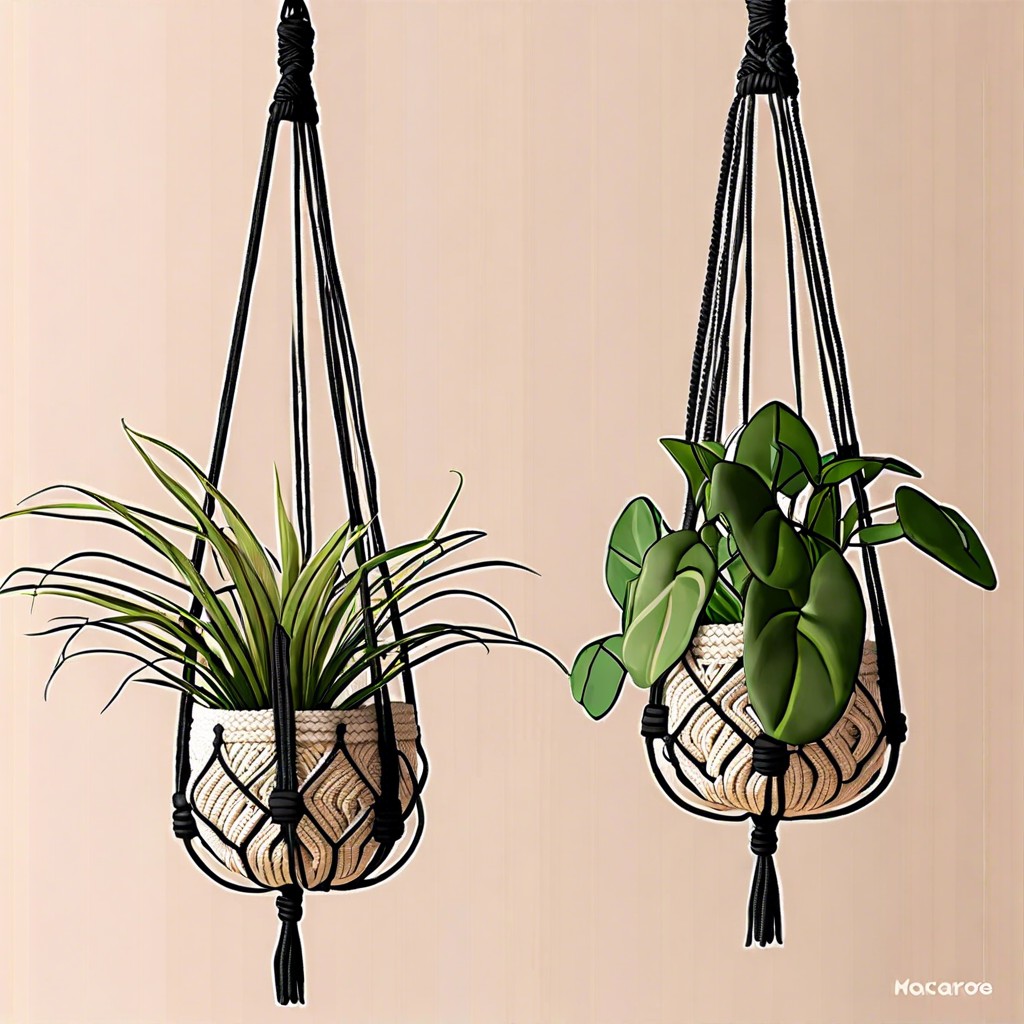 hanging plants in macrame holders