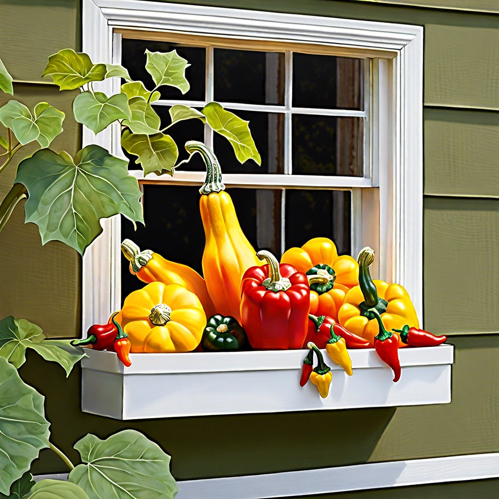 harvest vegetables like small squash and peppers