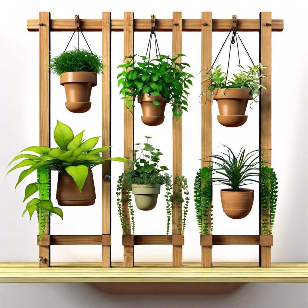 hinged wooden frames with pots