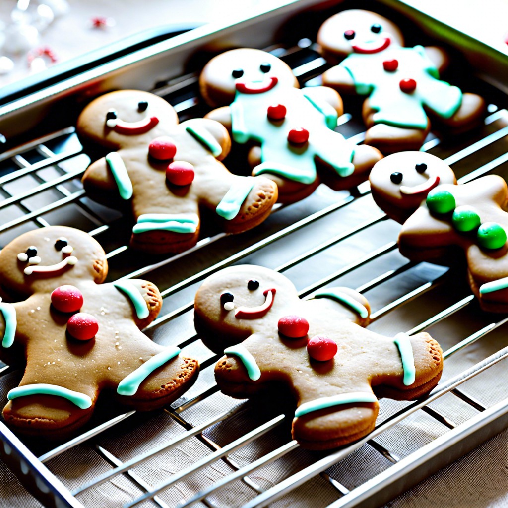 holiday baking scene with gingerbread men and cookie cutters