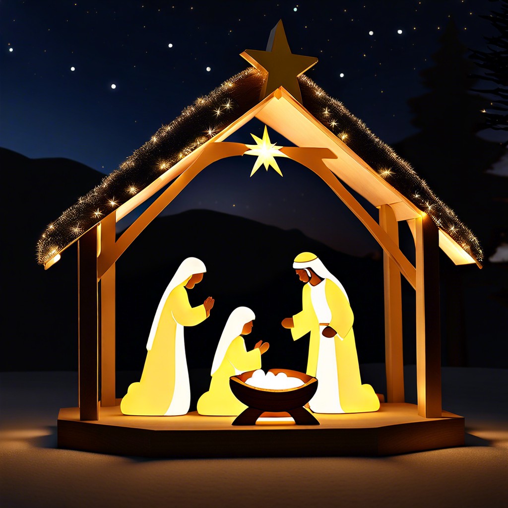 illuminated nativity set