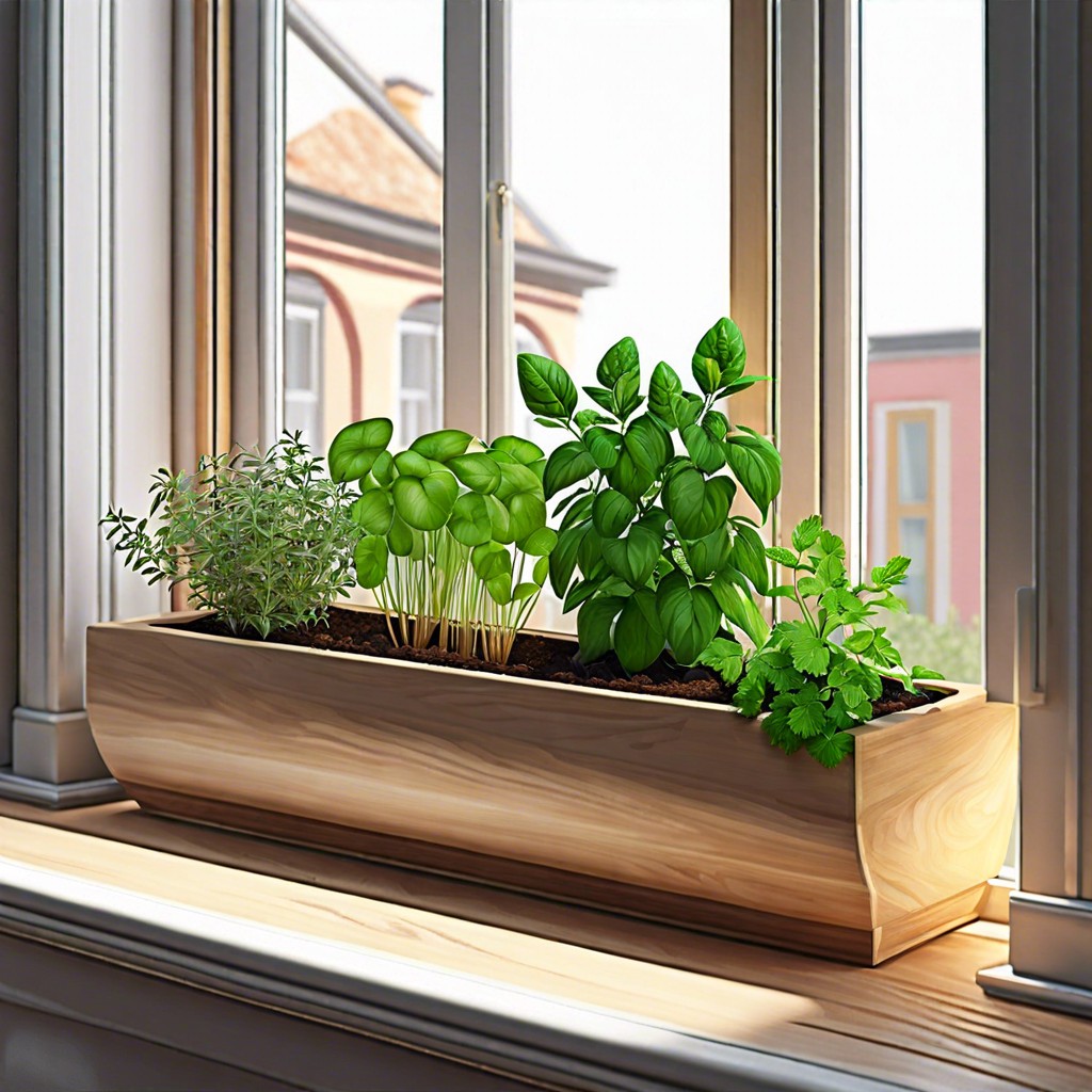 indoor herb garden windowsill