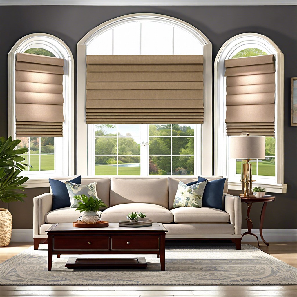 layered roman shades for texture and depth