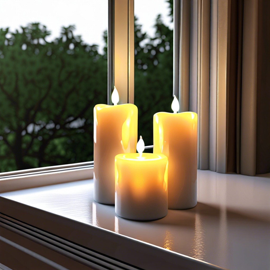 led candles on window sill