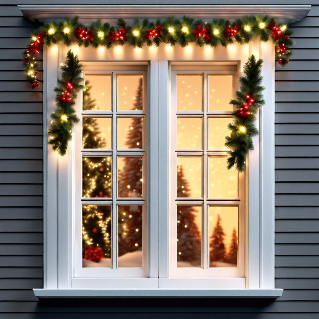 light up garland frames outline windows with garlands embedded with fairy lights