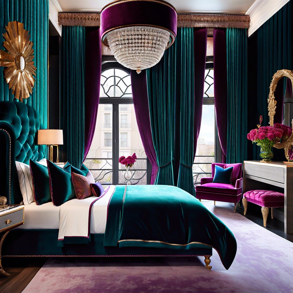 luxe velvet curtains in deep jewel tones for an opulent look