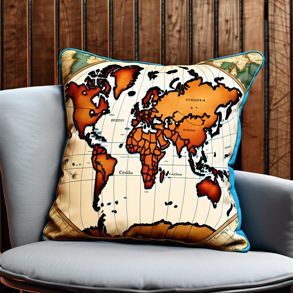 map it out cushions designed with vintage world maps for a traveler theme
