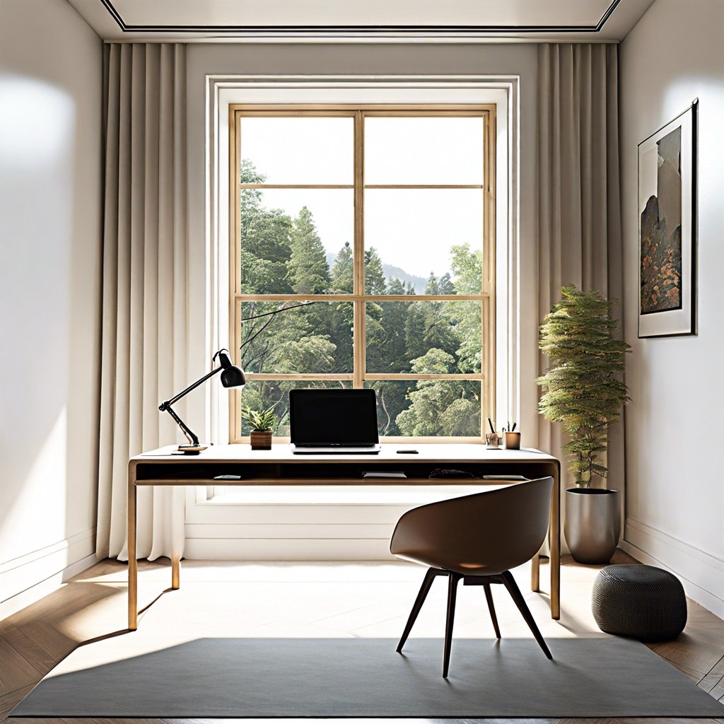 minimalist writing desk with window views