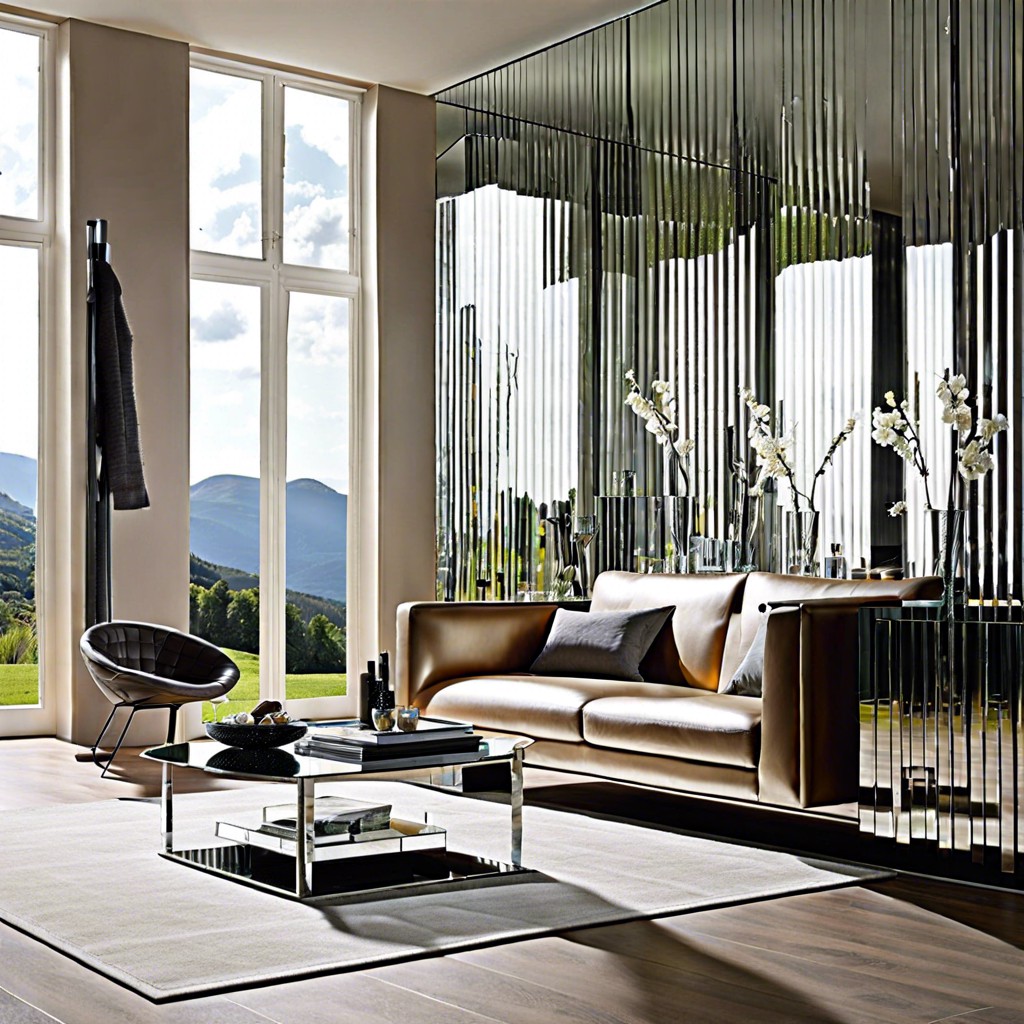 mirrored blinds to reflect light and views