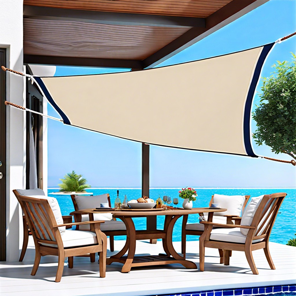 nautical inspired awnings with boat sail fabric and aluminum frames