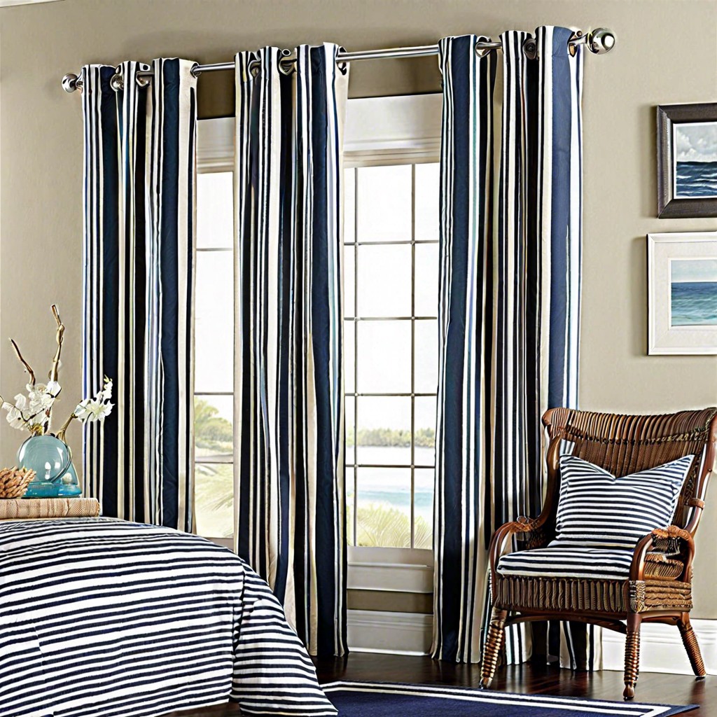nautical striped curtains for a coastal inspired theme