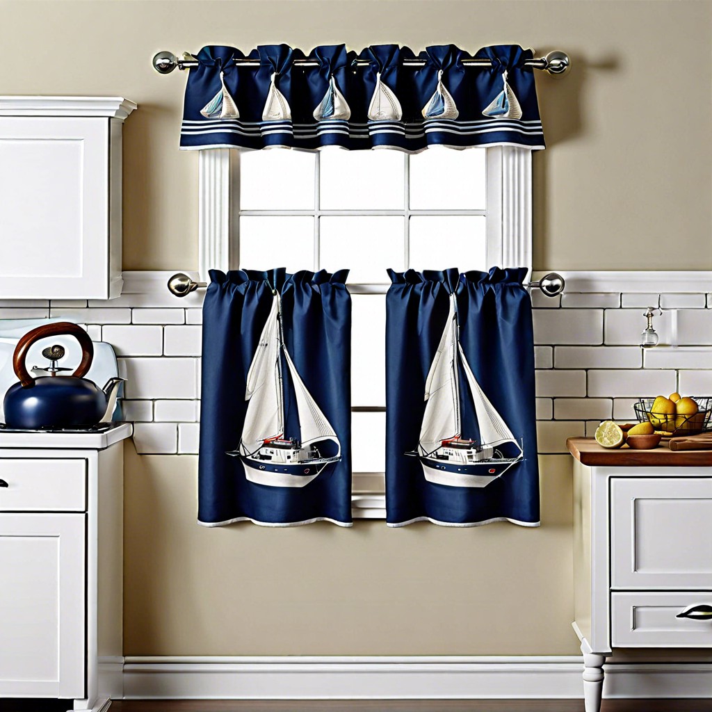 nautical themed tier curtains