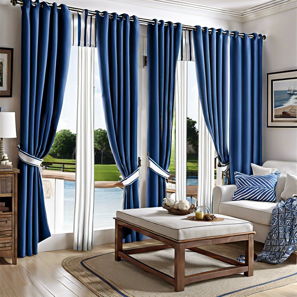 nautical white and blue striped curtains