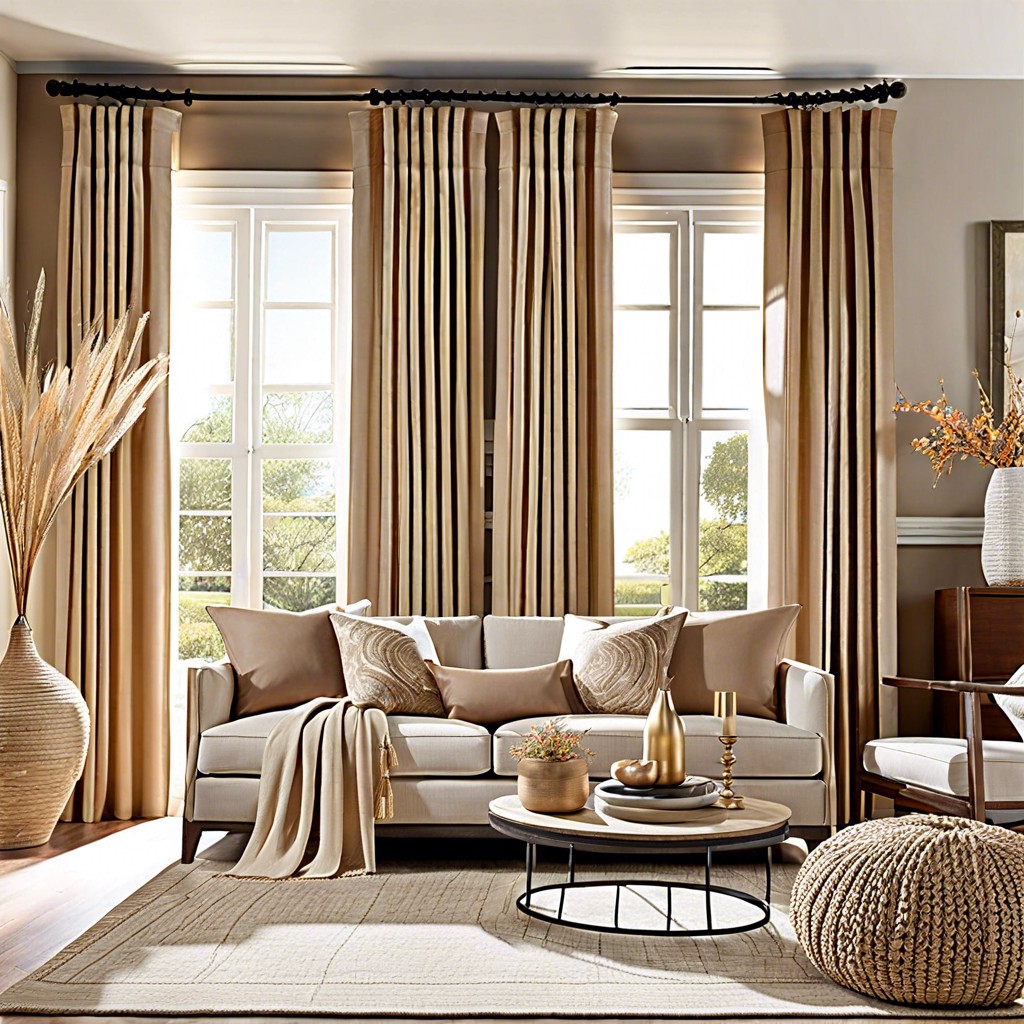 neutral toned curtains with tassel trim