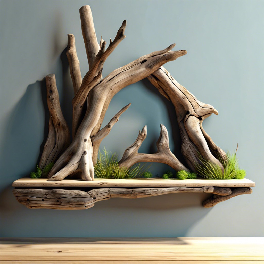 reclaimed driftwood shelf