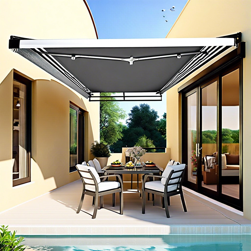 retractable aluminum awnings with remote control for convenience