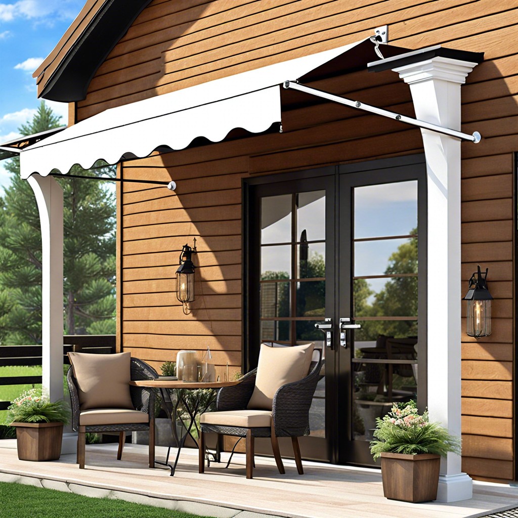 rustic wood print aluminum awnings for a natural look