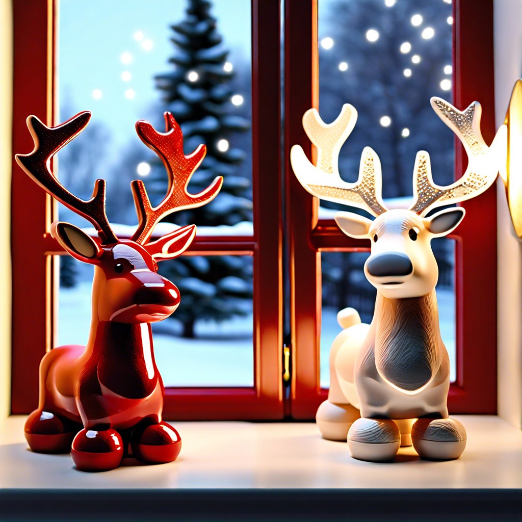 santa and reindeer figurines