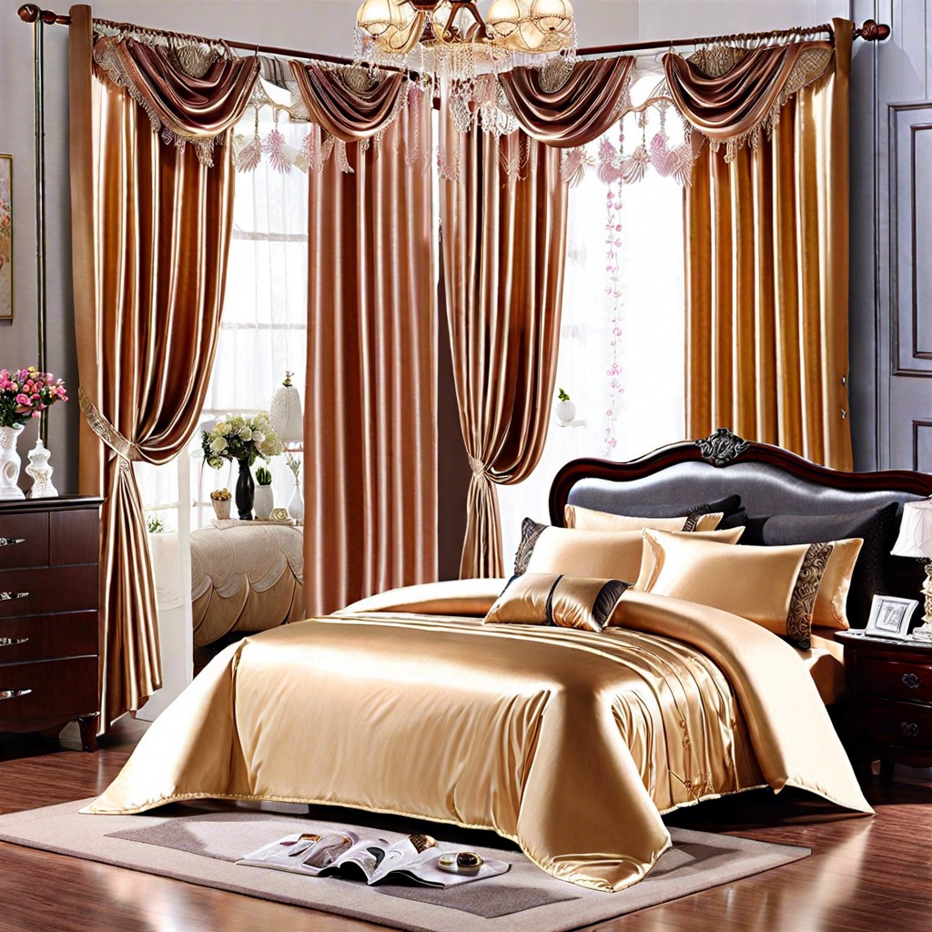 satin or silk curtains for a luxurious romantic ambiance