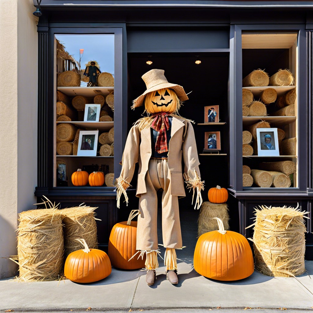 scarecrow and hay bales