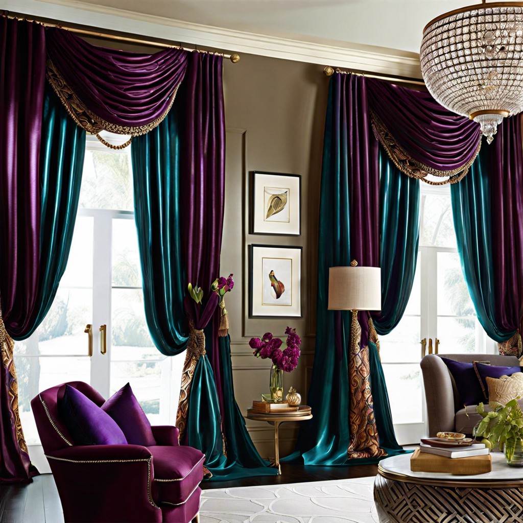 silk curtains with deep jewel tones for opulence