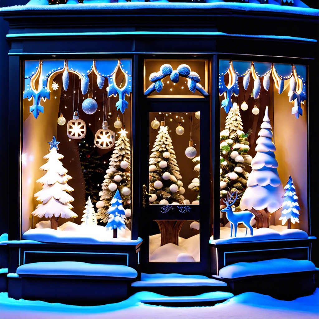 snowy wonderland with twinkling lights