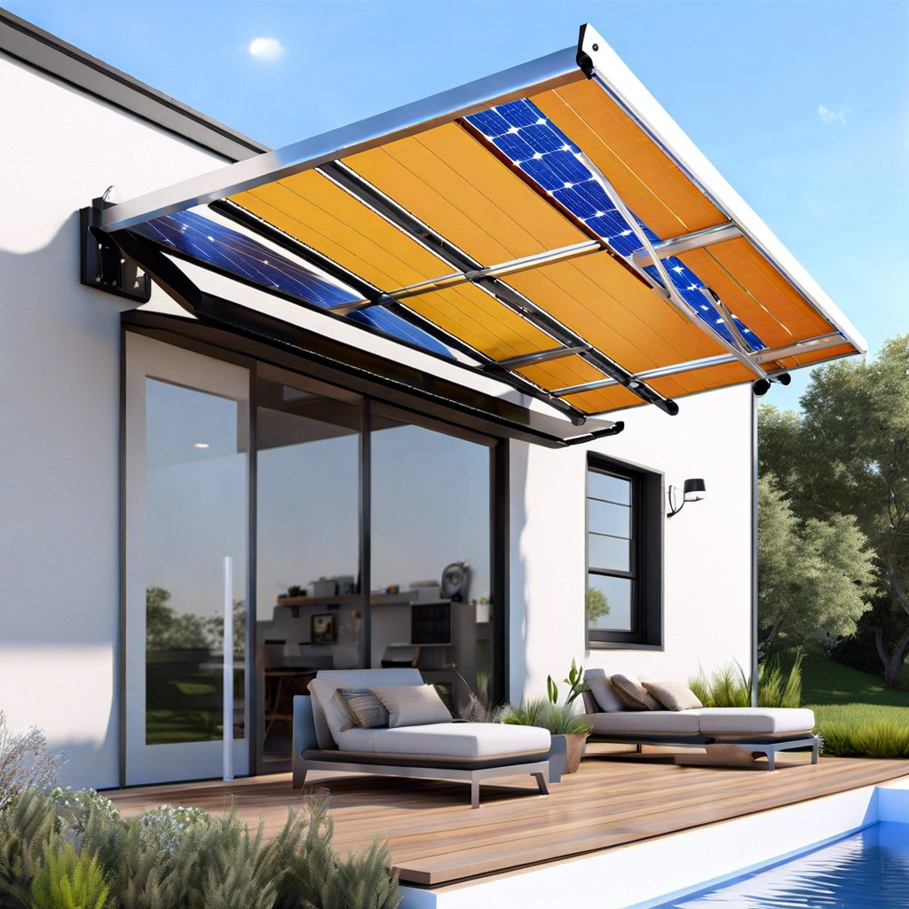 solar panel topped aluminum awnings for energy efficiency