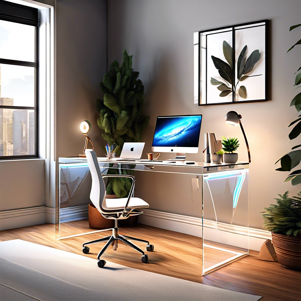 transparent desk for light flow