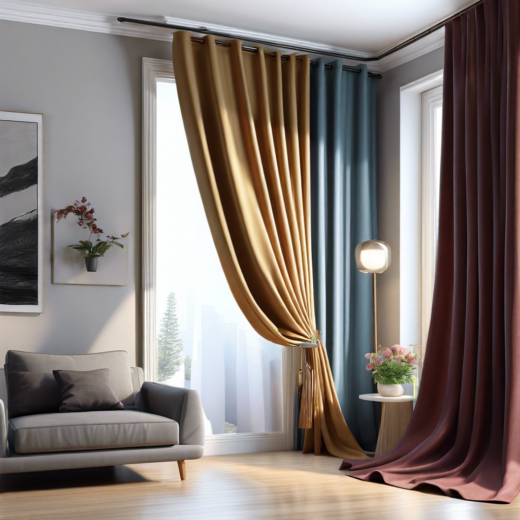 two tone curtains that mix colors or materials for a custom look