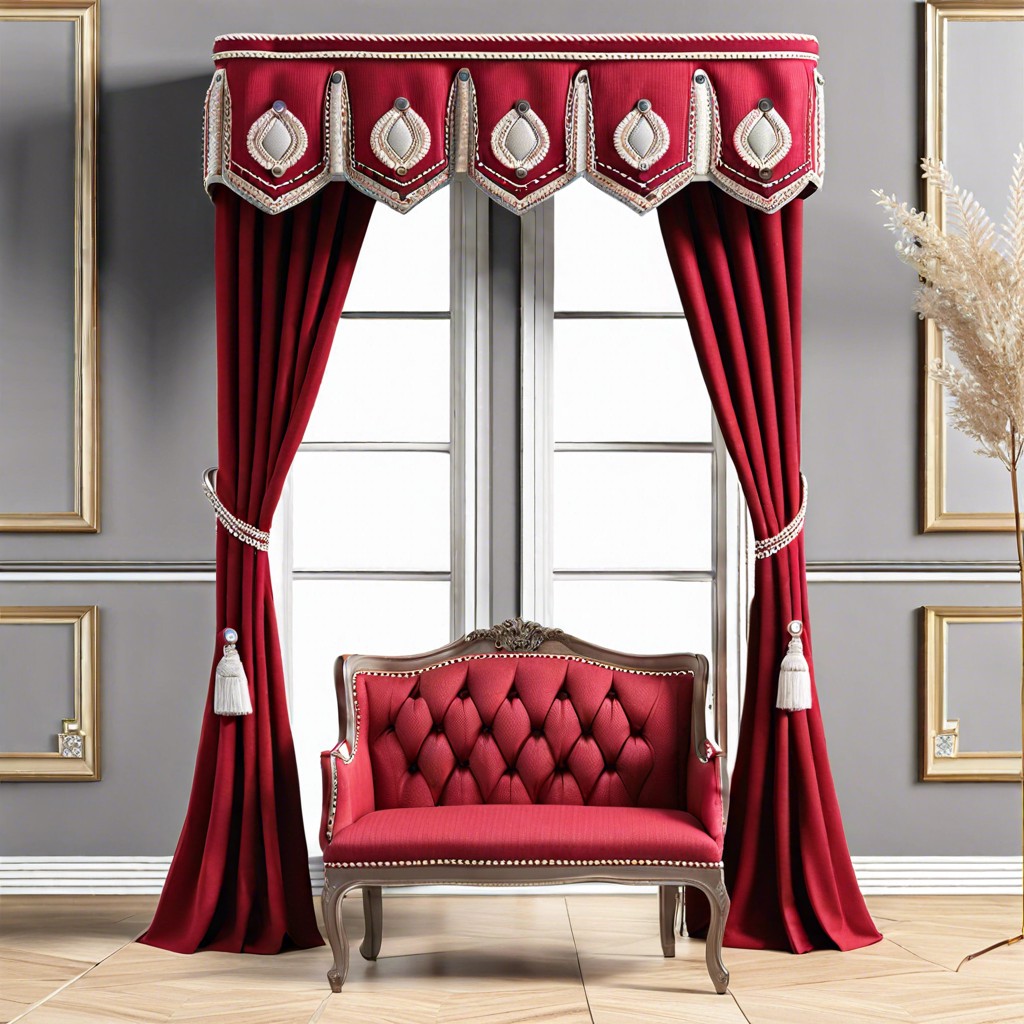 upholstered valance box with tufted buttons