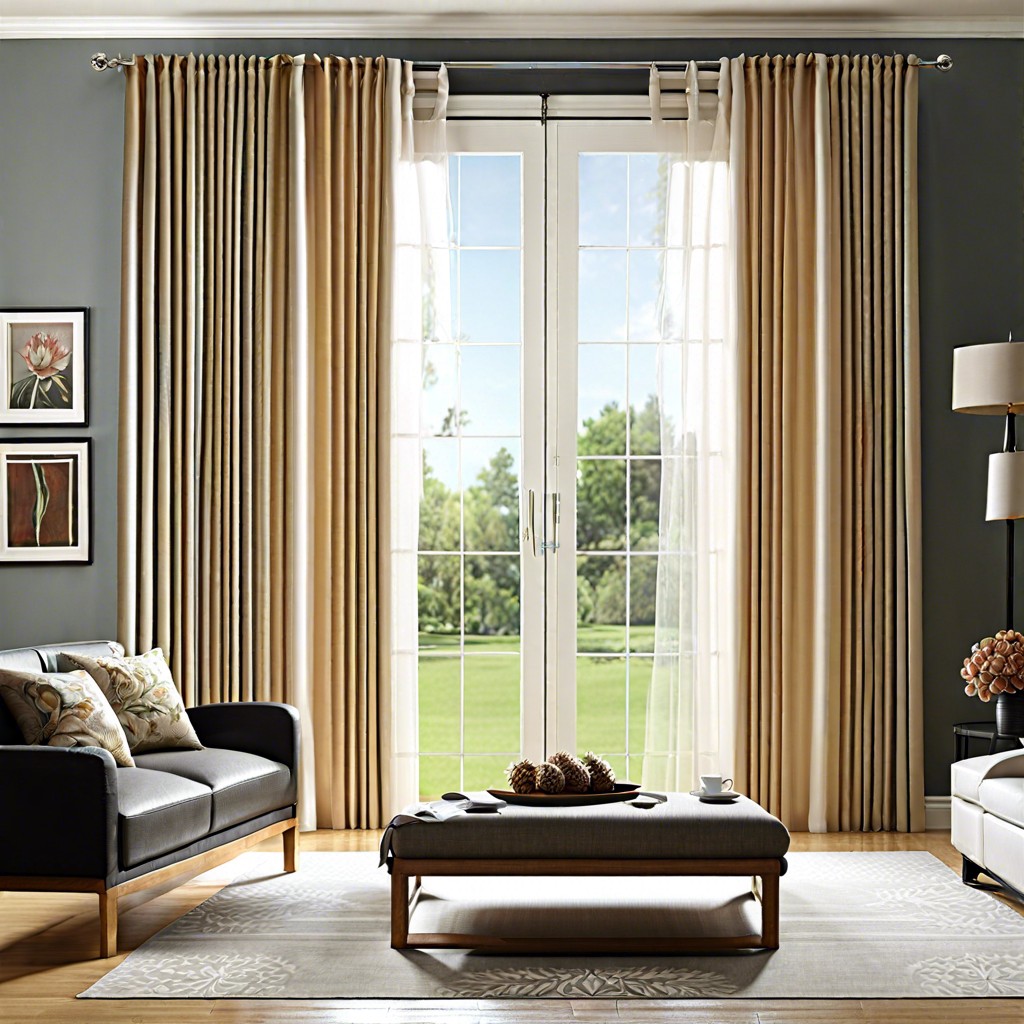 use curtain rods that extend beyond the window frame to create the illusion of wider windows