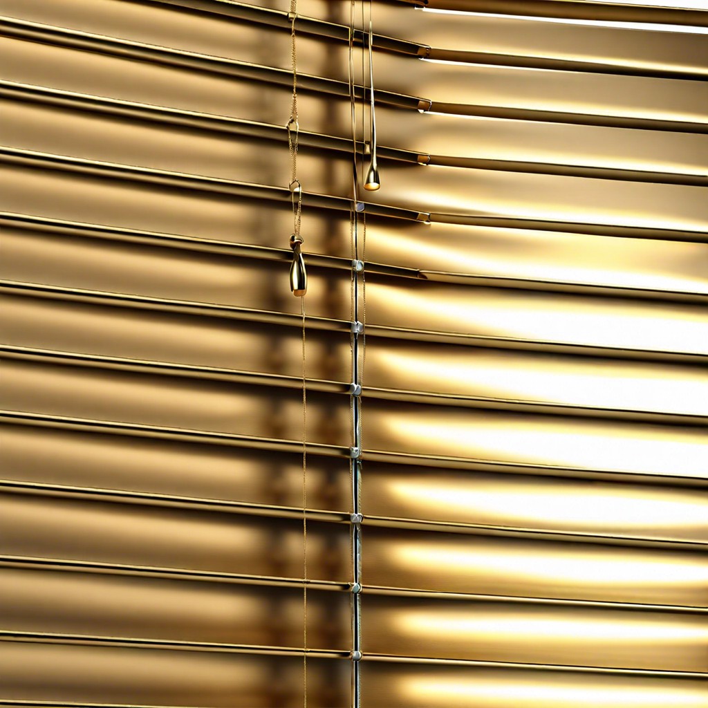 venetian blinds in bright metals