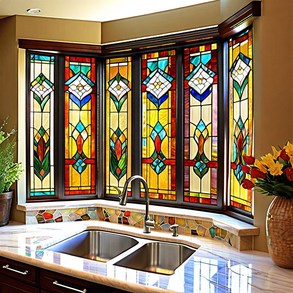 vibrant stained glass window treatment