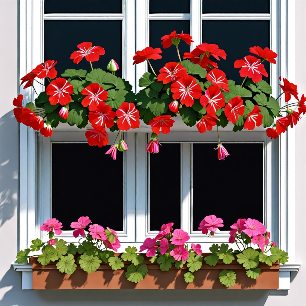 waterfall design with cascading geraniums