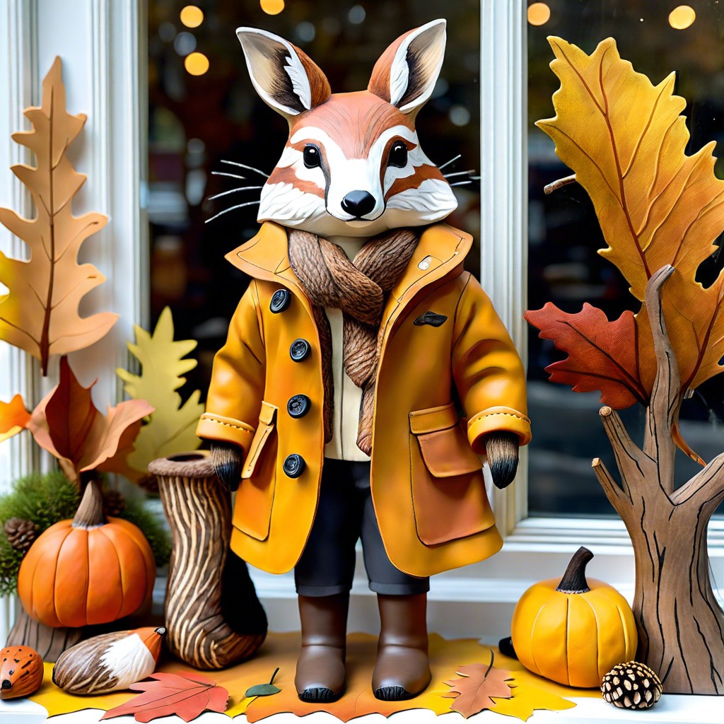 woodland animals in autumn attire