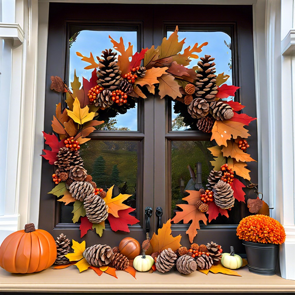 wreaths and pinecones