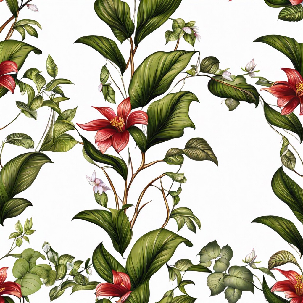 botanical print with scalloped edges