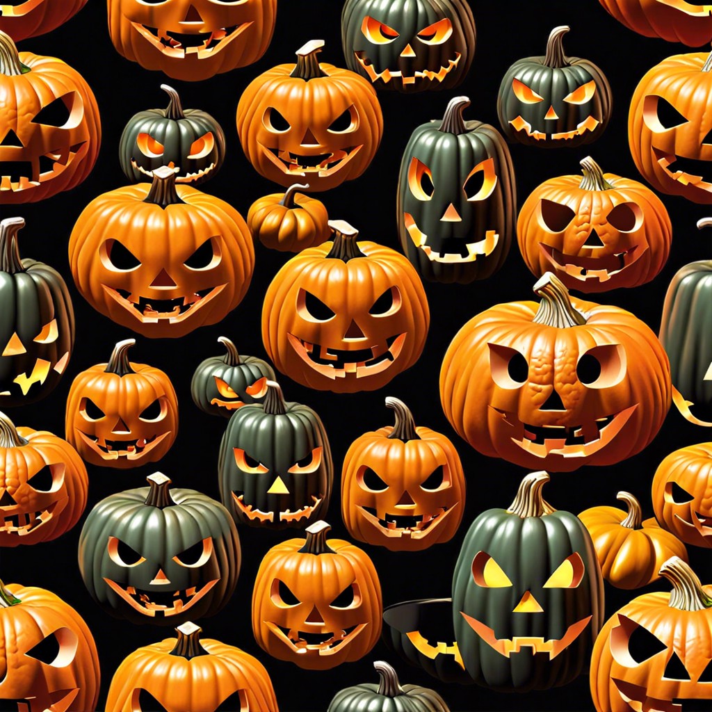 colorful eerie pumpkin faces