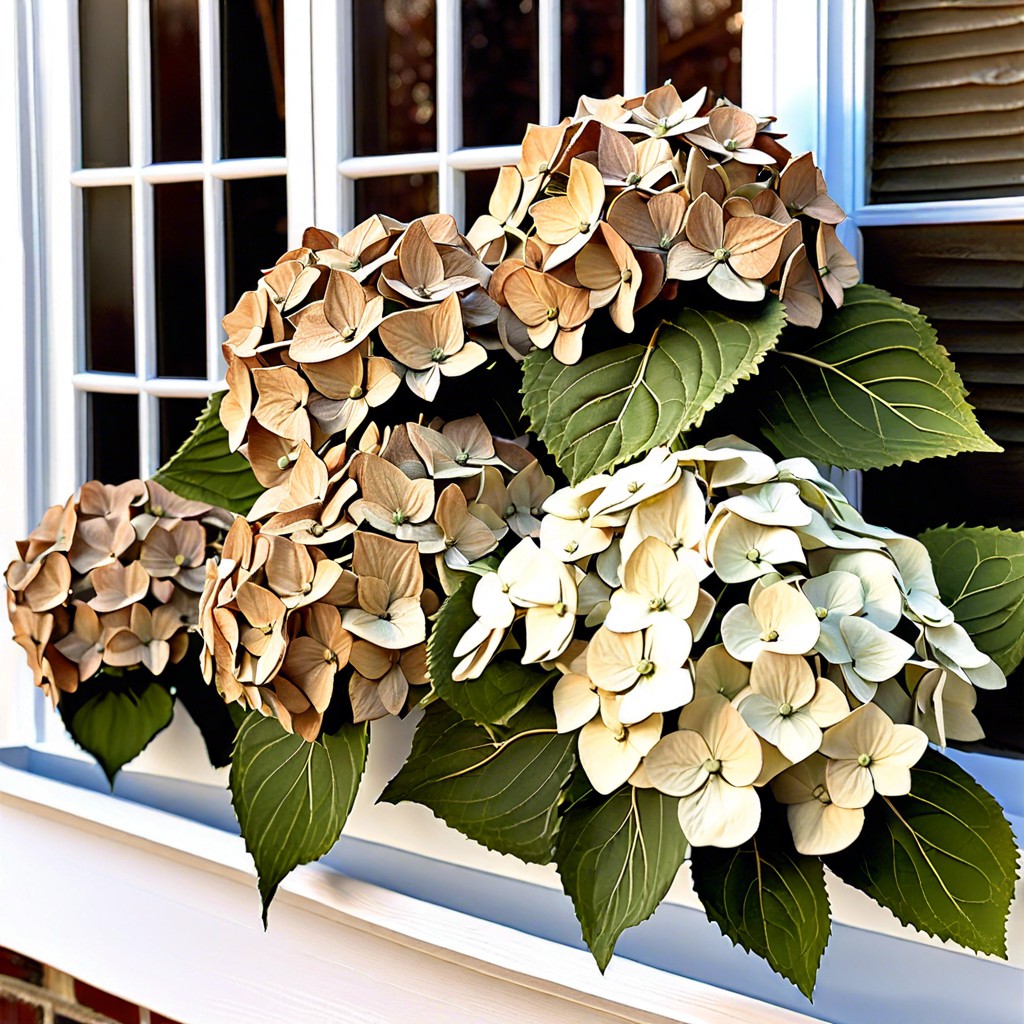 dried hydrangea blooms