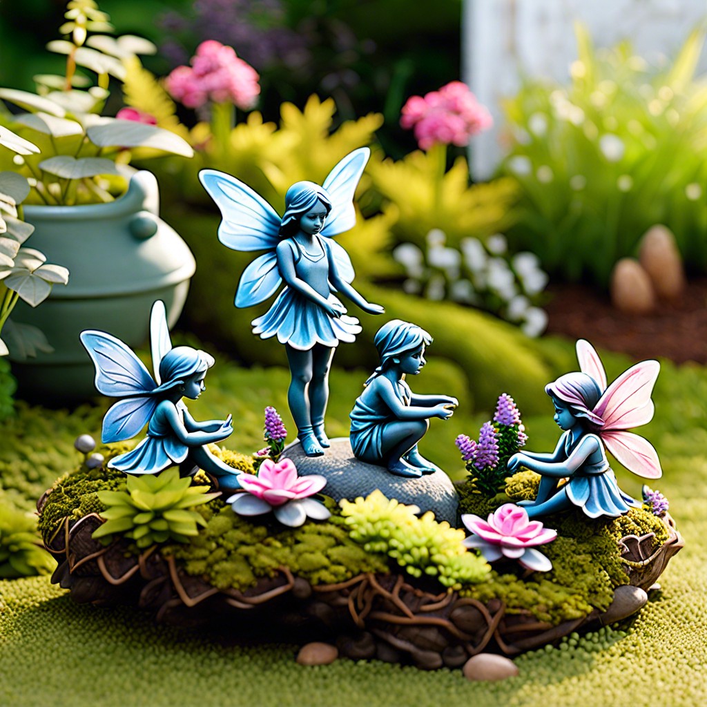 fairy garden with mini statues
