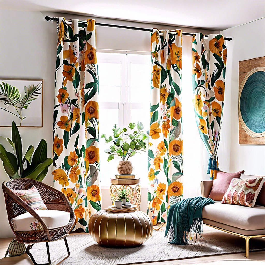 floral print curtains