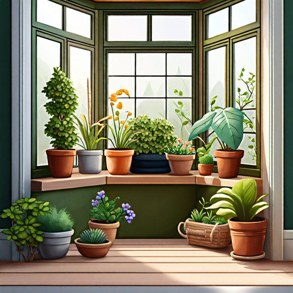 indoor garden with potted plants