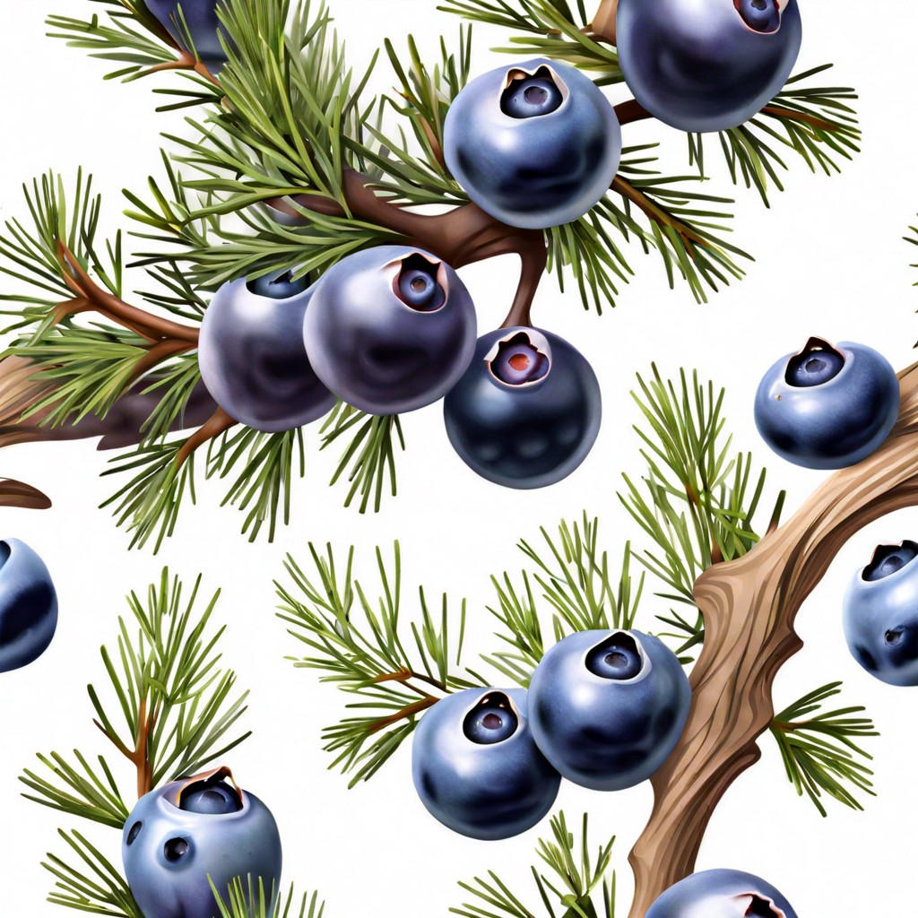 juniper branches with blue berries
